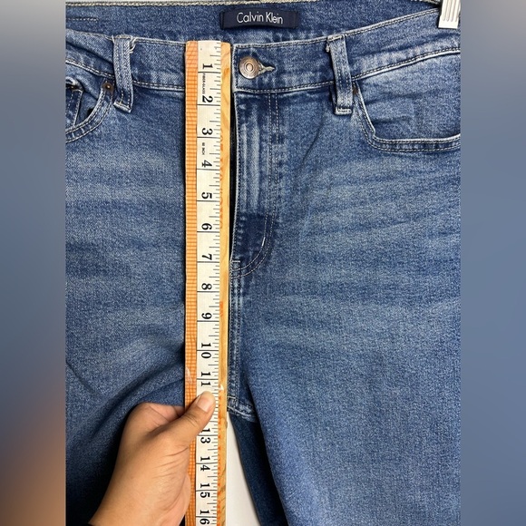 Calvin Klein Straight Jeans Women Blue Denim Plus 14 (34.5X27) Casual Stretch - Picture 9 of 14